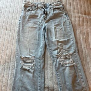 SO Light Blue Ripped Straight Leg Jeans